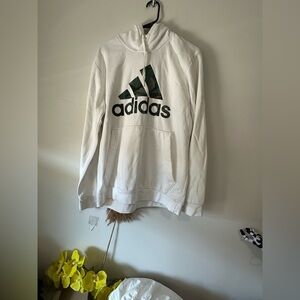 Adidas White and Green Men's Hoodie